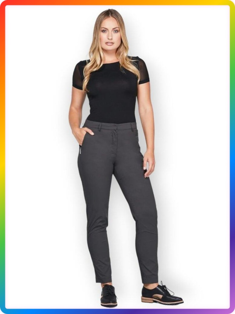 Anatomie Thea High Rise Slim Straight Travel Golf Pant SIZE L 33x30 Gray Stretch